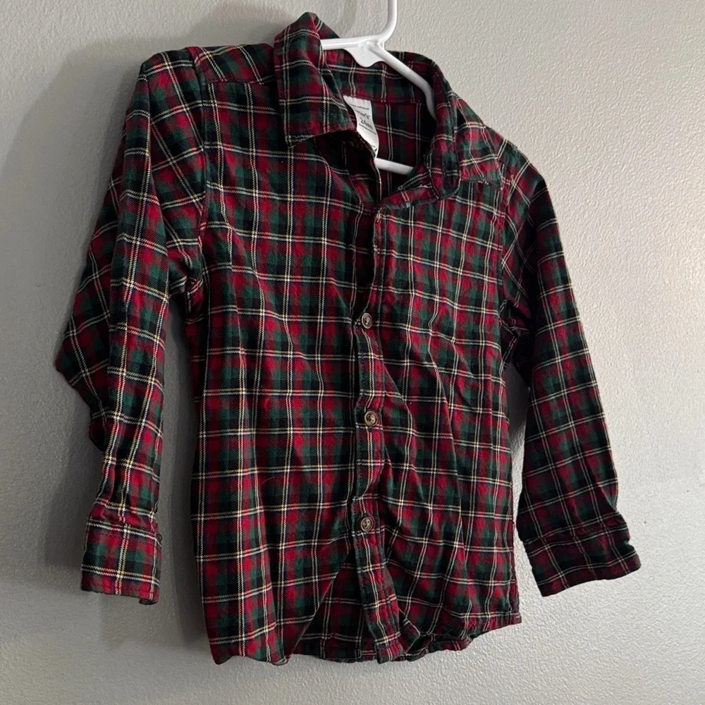 Carters Red and Green Plaid Button Down Shirt